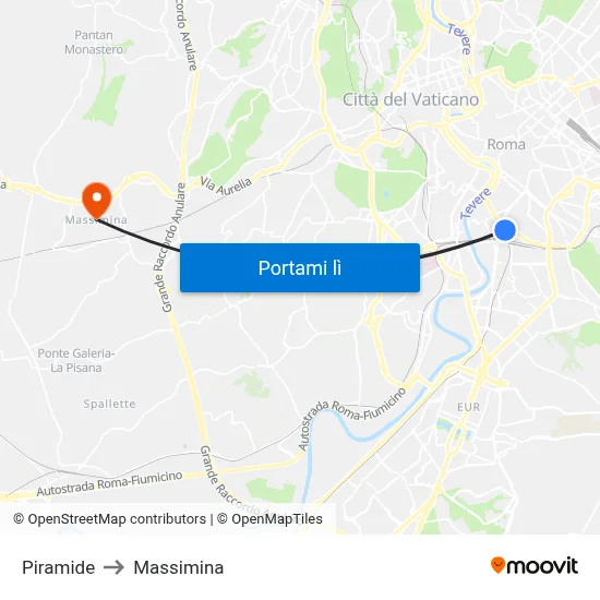 Piramide to Massimina map