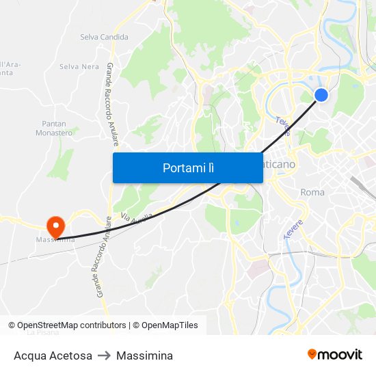 Acqua Acetosa to Massimina map