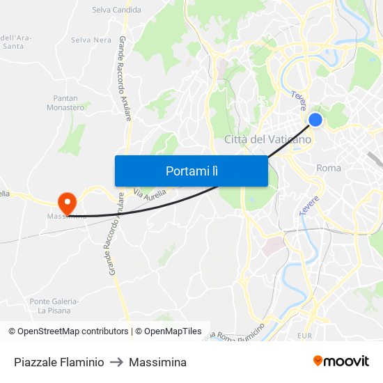 Piazzale Flaminio to Massimina map
