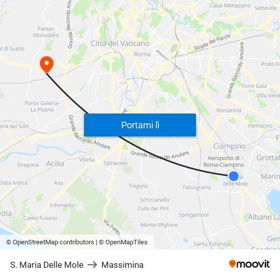 S. Maria Delle Mole to Massimina map