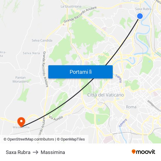 Saxa Rubra to Massimina map