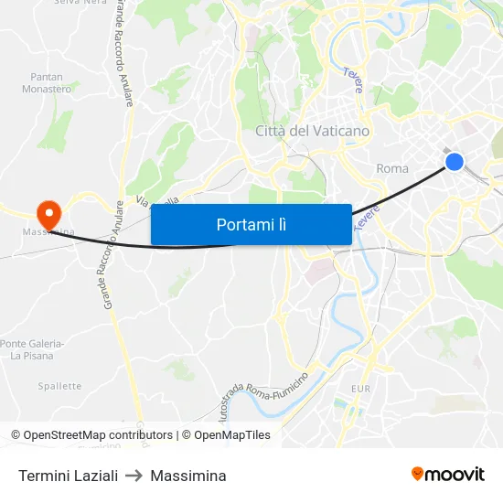 Termini Laziali to Massimina map