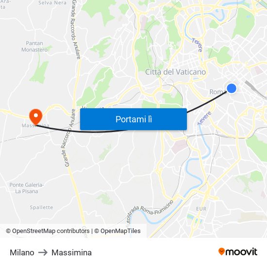 Milano to Massimina map