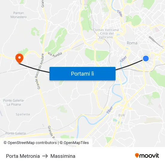 Porta Metronia to Massimina map