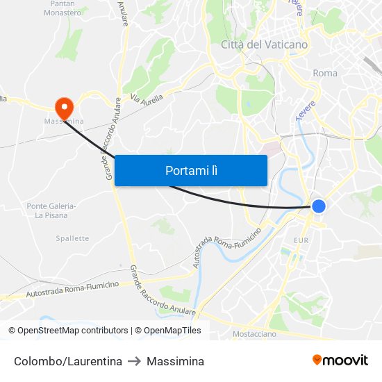 Colombo/Laurentina to Massimina map