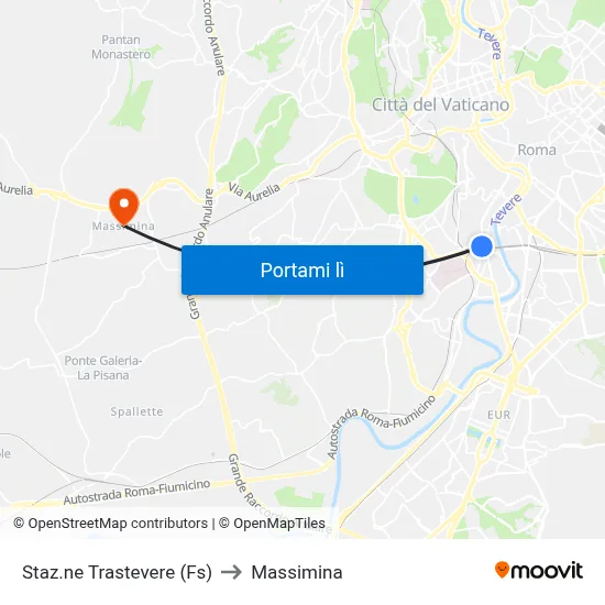 Staz.ne Trastevere (Fs) to Massimina map