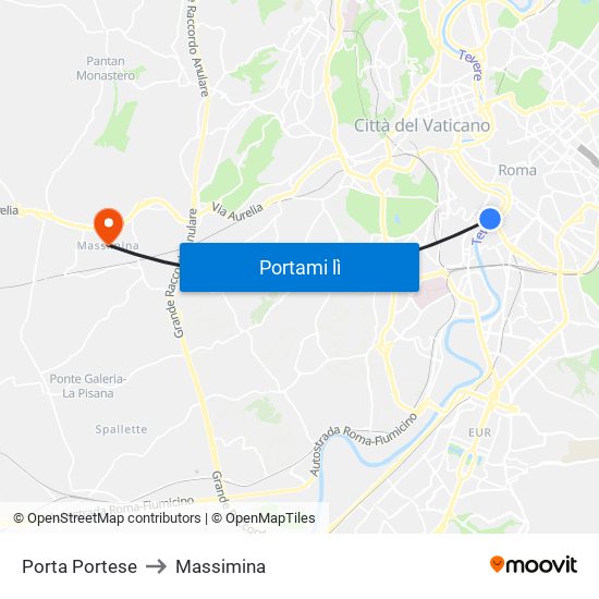Porta Portese to Massimina map