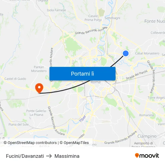 Fucini/Davanzati to Massimina map