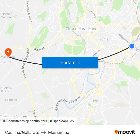 Casilina/Gallarate to Massimina map