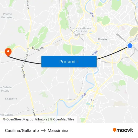 Casilina/Gallarate to Massimina map