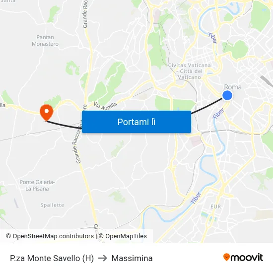 P.za Monte Savello (H) to Massimina map
