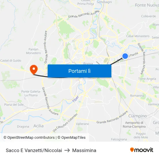 Sacco E Vanzetti/Niccolai to Massimina map