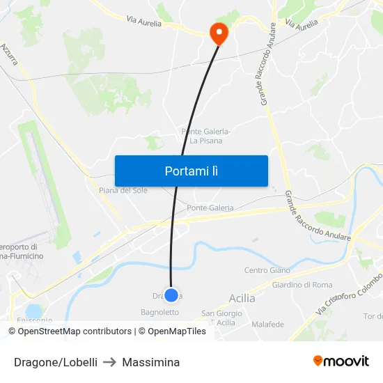 Dragone/Lobelli to Massimina map