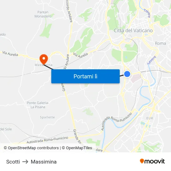 Scotti to Massimina map