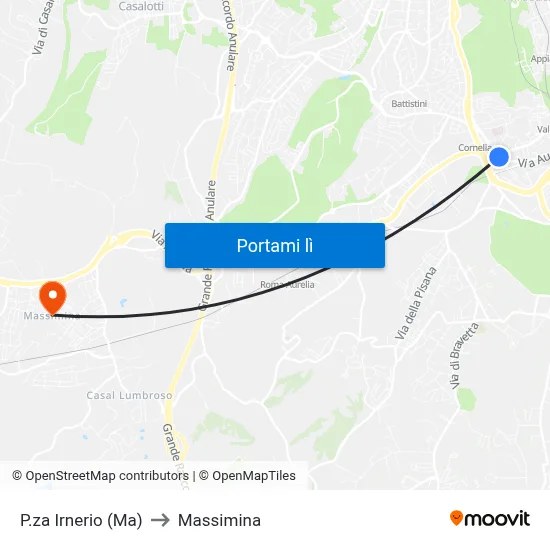 P.za Irnerio (Ma) to Massimina map