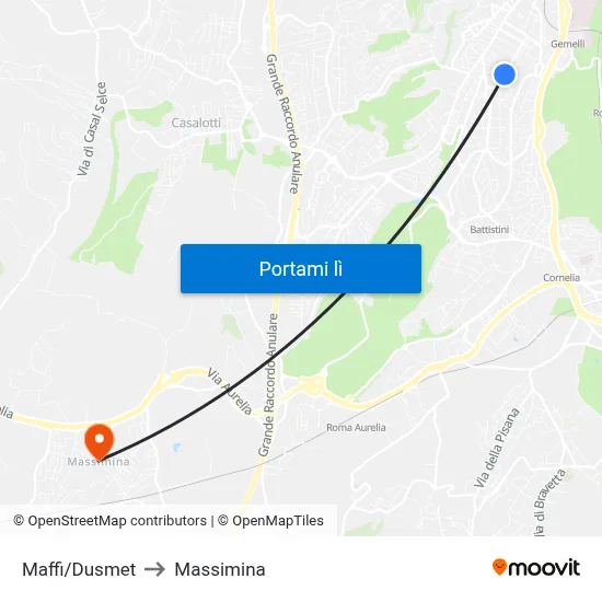 Maffi/Dusmet to Massimina map