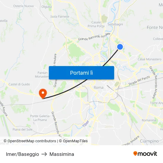 Imer/Baseggio to Massimina map