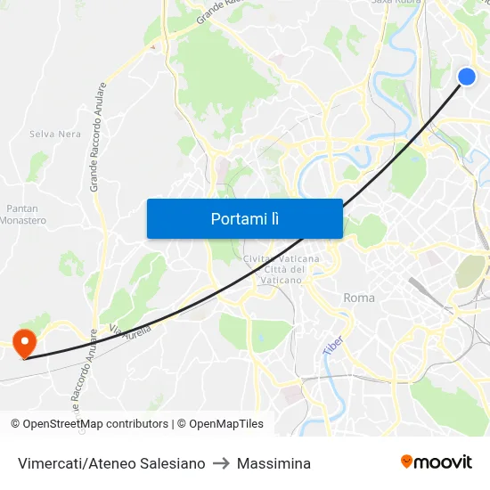 Vimercati/Ateneo Salesiano to Massimina map