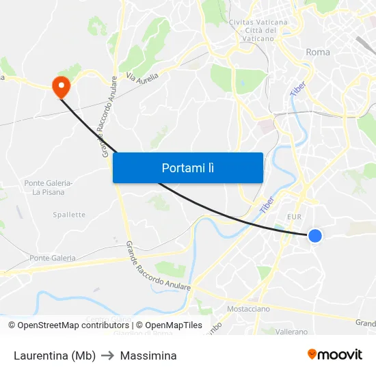 Laurentina (Mb) to Massimina map
