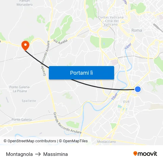 Montagnola to Massimina map