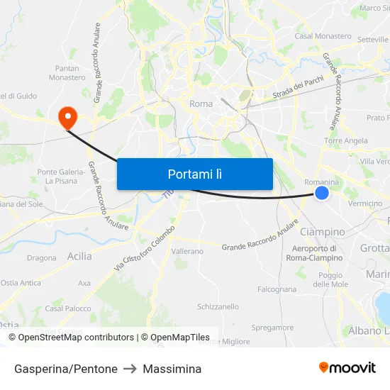 Gasperina/Pentone to Massimina map