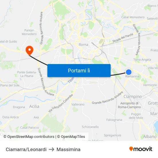 Ciamarra/Leonardi to Massimina map