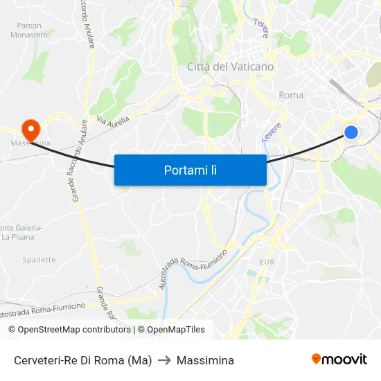 Cerveteri-Re Di Roma (Ma) to Massimina map