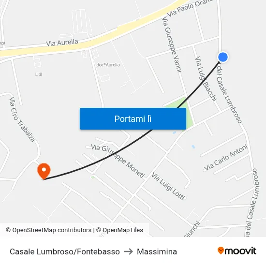 Casale Lumbroso/Fontebasso to Massimina map