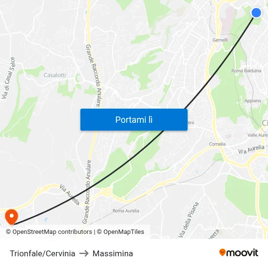 Trionfale/Cervinia to Massimina map