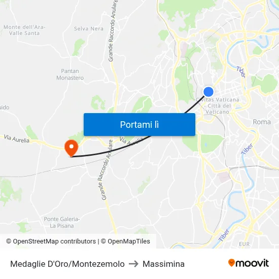 Medaglie D'Oro/Montezemolo to Massimina map