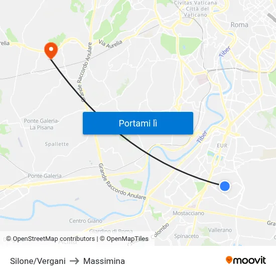 Silone/Vergani to Massimina map