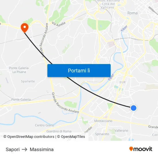 Sapori to Massimina map