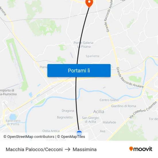 Macchia Palocco/Cecconi to Massimina map