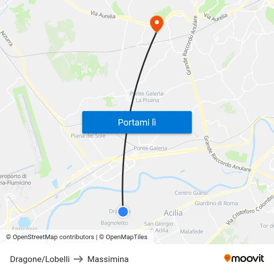 Dragone/Lobelli to Massimina map