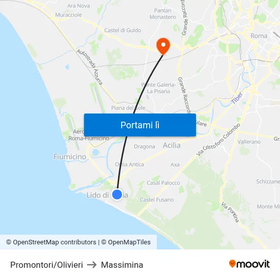 Promontori/Olivieri to Massimina map