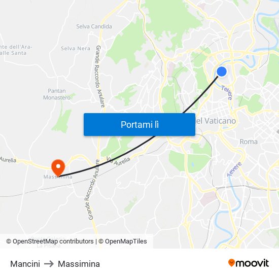 Mancini to Massimina map