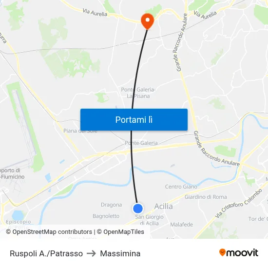 Ruspoli A./Patrasso to Massimina map
