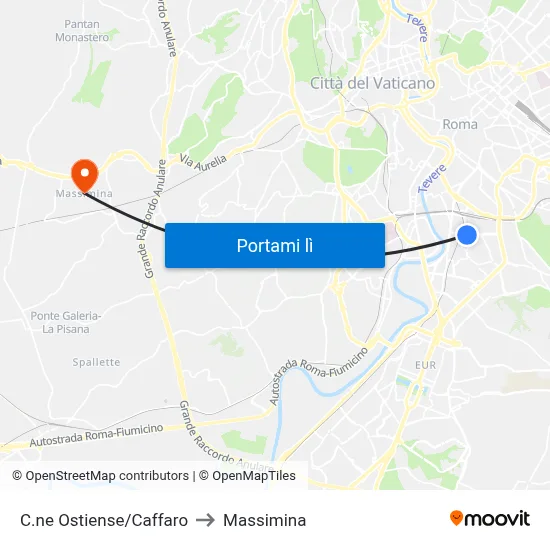 C.ne Ostiense/Caffaro to Massimina map