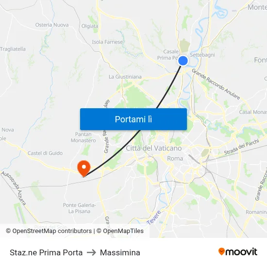 Staz.ne Prima Porta to Massimina map