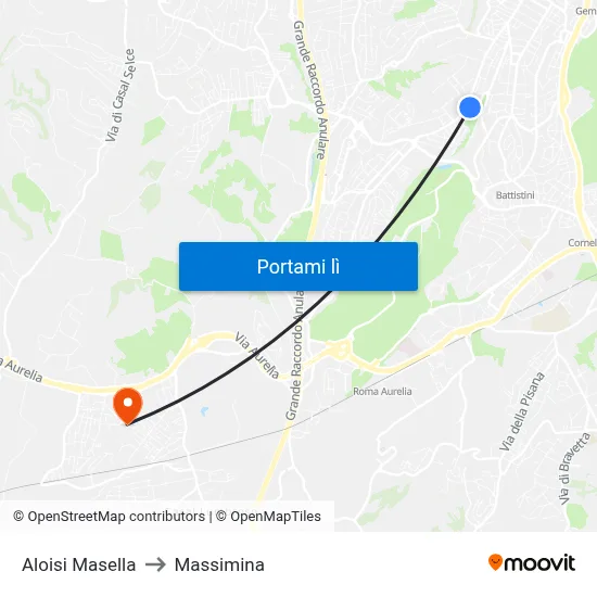 Aloisi Masella to Massimina map
