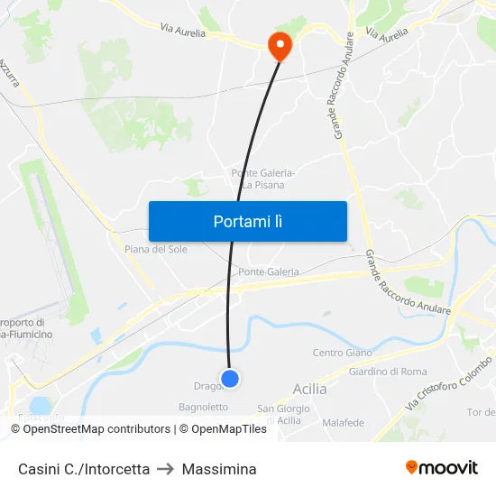 Casini C./Intorcetta to Massimina map