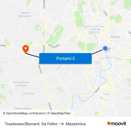 Trastevere/Bernard. Da Feltre to Massimina map