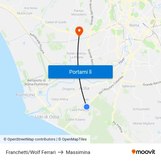Franchetti/Wolf Ferrari to Massimina map