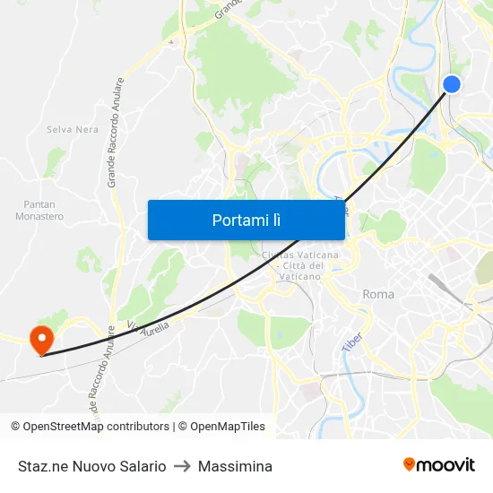 Staz.ne Nuovo Salario to Massimina map