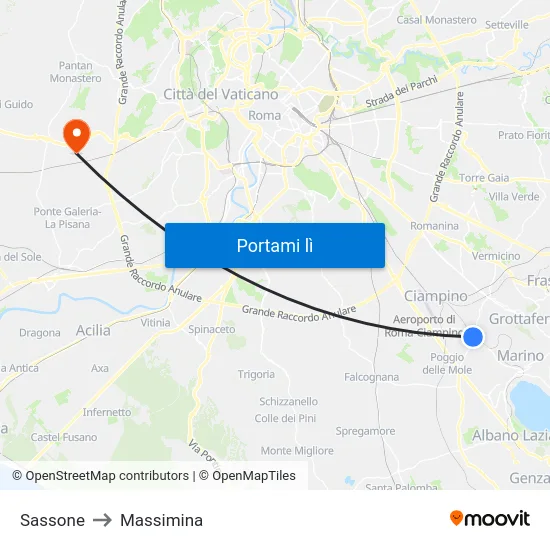 Sassone to Massimina map