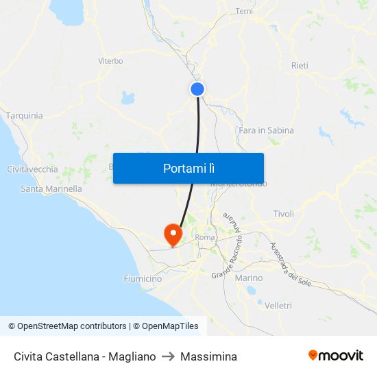 Civita Castellana - Magliano to Massimina map