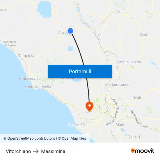 Vitorchiano to Massimina map