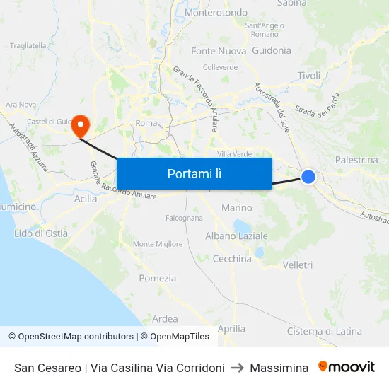 San Cesareo | Via Casilina Via Corridoni to Massimina map
