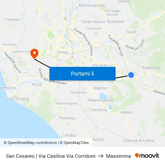 San Cesareo | Via Casilina Via Corridoni to Massimina map