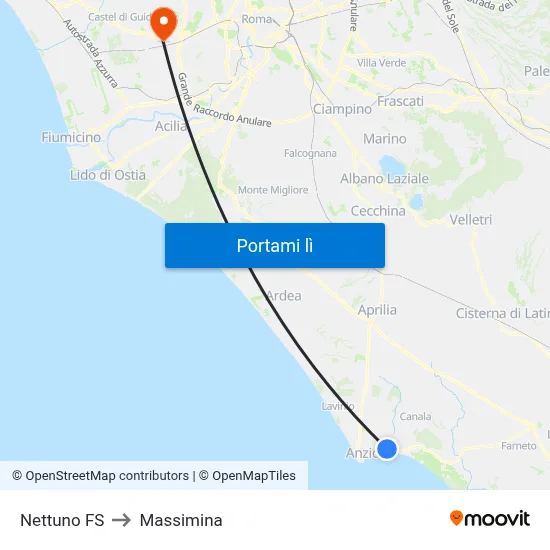 Nettuno FS to Massimina map